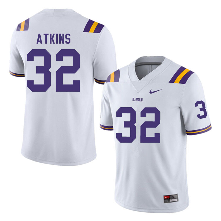 Men #32 Avery Atkins LSU Tigers College Football Jerseys Sale-White